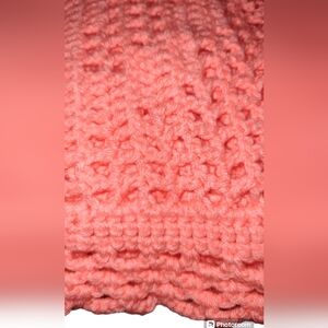 Vintage Handmade Pink Baby Blanket Afghan With Teddy Bear Design